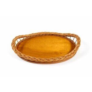 Oval Serving Tray Natural Wicker Rattan Wood Oval Serving Tray Handwoven Handmad
